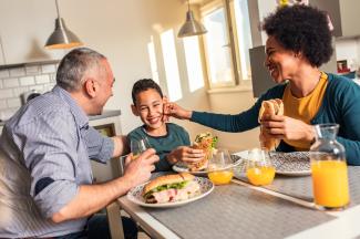 Family eating breakfast