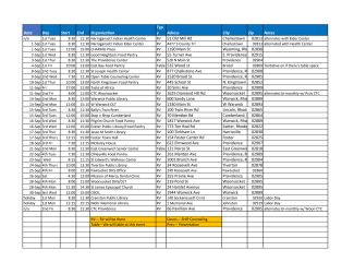 September RV Outreach Calendar