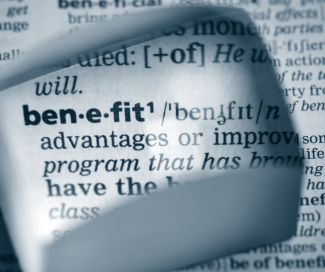 A page of a dictionary focused on the word "benefit."